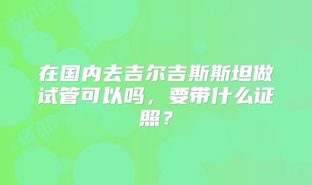 在国内去吉尔吉斯斯坦做试管可以吗，要带什么证照？