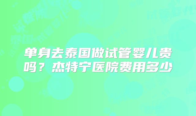 单身去泰国做试管婴儿贵吗？杰特宁医院费用多少