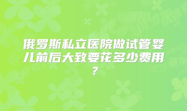 俄罗斯私立医院做试管婴儿前后大致要花多少费用？