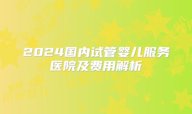 2024国内试管婴儿服务医院及费用解析