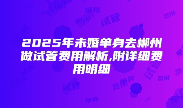 2025年未婚单身去郴州做试管费用解析,附详细费用明细