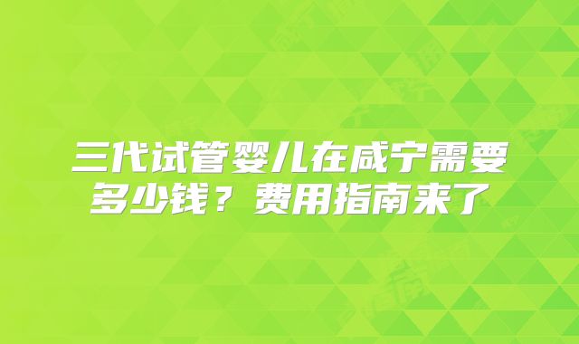 三代试管婴儿在咸宁需要多少钱？费用指南来了