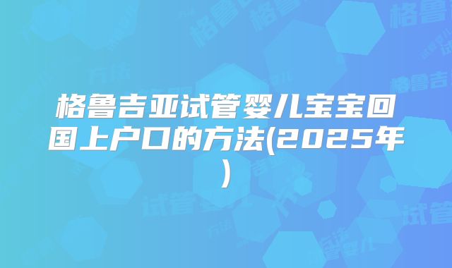 格鲁吉亚试管婴儿宝宝回国上户口的方法(2025年)