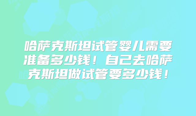 哈萨克斯坦试管婴儿需要准备多少钱！自己去哈萨克斯坦做试管要多少钱！