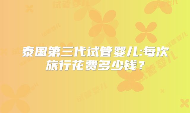 泰国第三代试管婴儿:每次旅行花费多少钱？