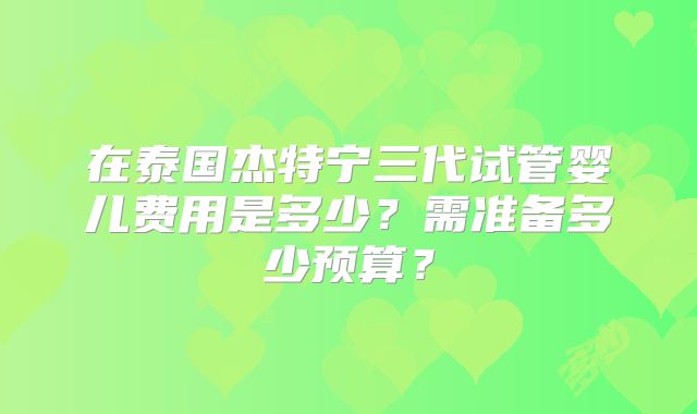 在泰国杰特宁三代试管婴儿费用是多少？需准备多少预算？