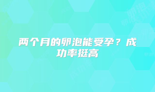两个月的卵泡能受孕？成功率挺高