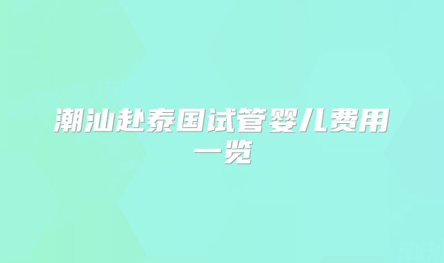 潮汕赴泰国试管婴儿费用一览