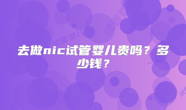去做nic试管婴儿贵吗？多少钱？