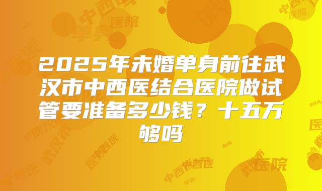 2025年未婚单身前往武汉市中西医结合医院做试管要准备多少钱?十五万够吗