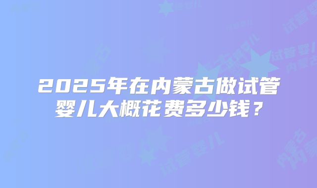 2025年在内蒙古做试管婴儿大概花费多少钱？
