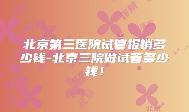 北京第三医院试管报销多少钱-北京三院做试管多少钱！