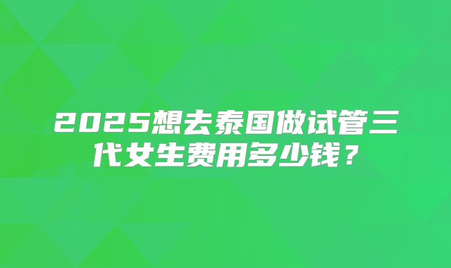 2025想去泰国做试管三代女生费用多少钱？