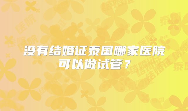 没有结婚证泰国哪家医院可以做试管?