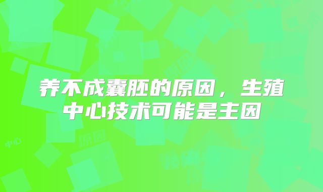 养不成囊胚的原因,生殖中心技术可能是主因