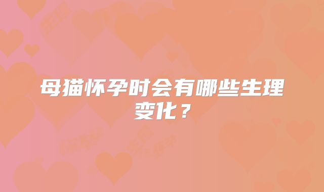 母猫怀孕时会有哪些生理变化？