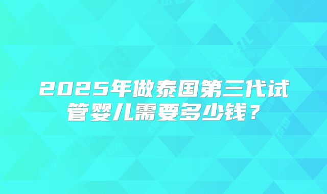 2025年做泰国第三代试管婴儿需要多少钱？