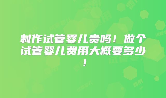 制作试管婴儿贵吗！做个试管婴儿费用大概要多少！