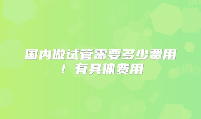 国内做试管需要多少费用！有具体费用