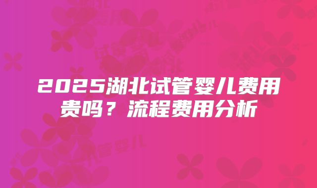 2025湖北试管婴儿费用贵吗?流程费用分析