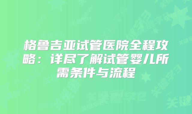 格鲁吉亚试管医院全程攻略：详尽了解试管婴儿所需条件与流程