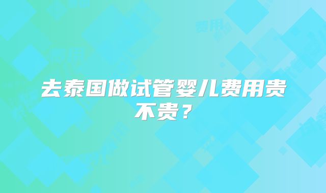 去泰国做试管婴儿费用贵不贵？