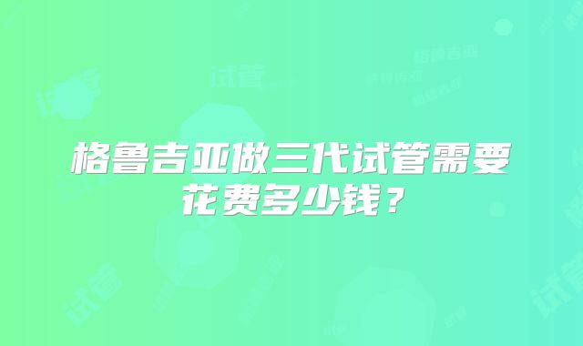 格鲁吉亚做三代试管需要花费多少钱?
