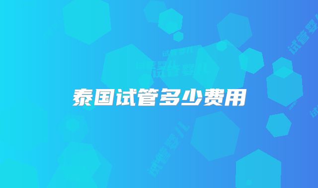 泰国试管多少费用