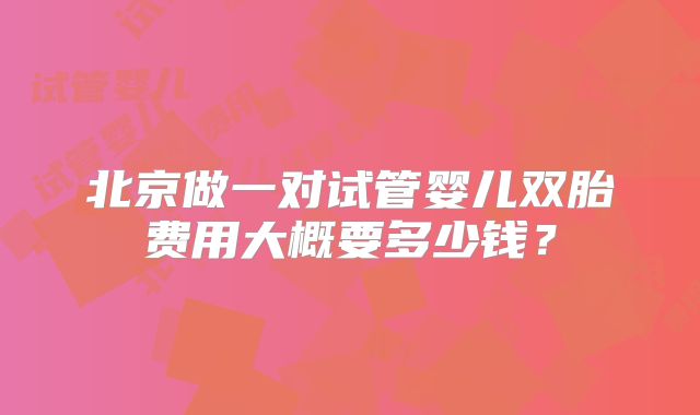 北京做一对试管婴儿双胎费用大概要多少钱?