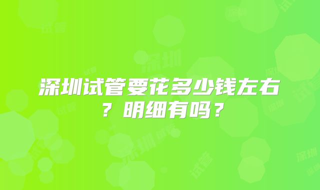 深圳试管要花多少钱左右？明细有吗？
