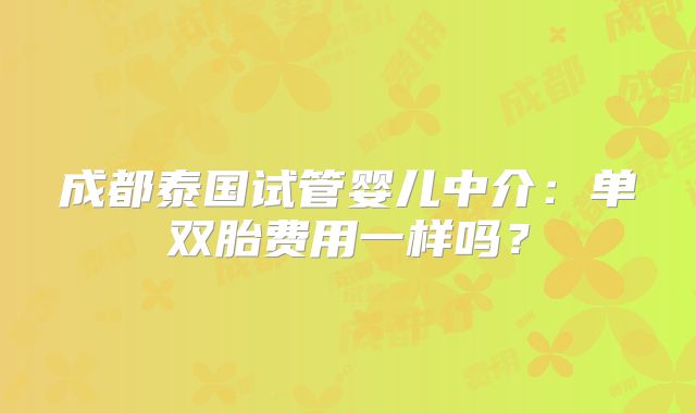 成都泰国试管婴儿中介：单双胎费用一样吗？