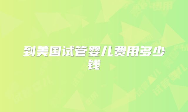 到美国试管婴儿费用多少钱