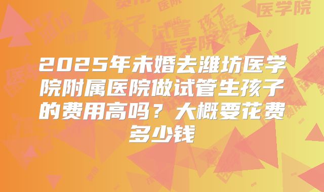 2025年未婚去潍坊医学院附属医院做试管生孩子的费用高吗？大概要花费多少钱