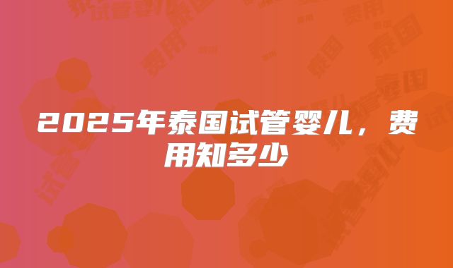 2025年泰国试管婴儿，费用知多少