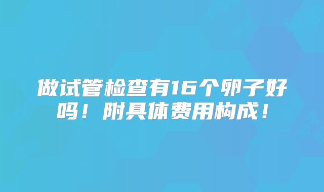 做试管检查有16个卵子好吗!附具体费用构成!
