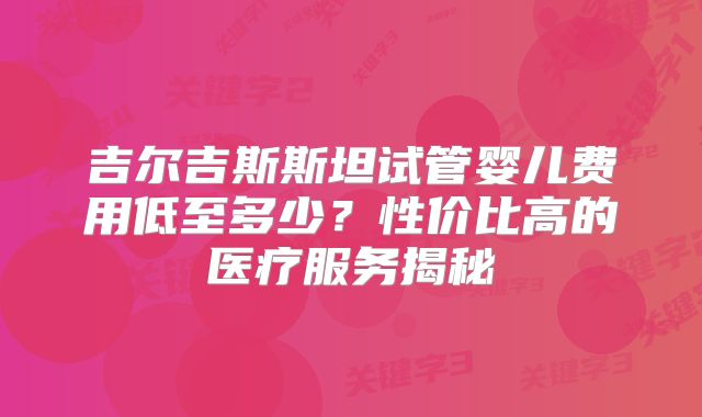 吉尔吉斯斯坦试管婴儿费用低至多少?性价比高的医疗服务揭秘