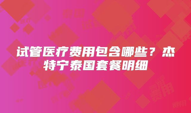 试管医疗费用包含哪些？杰特宁泰国套餐明细