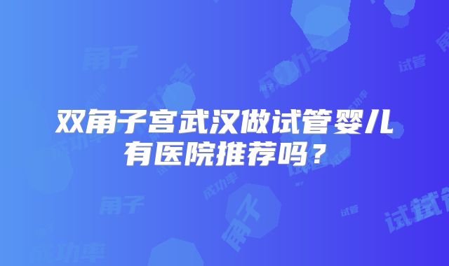 双角子宫武汉做试管婴儿有医院推荐吗？