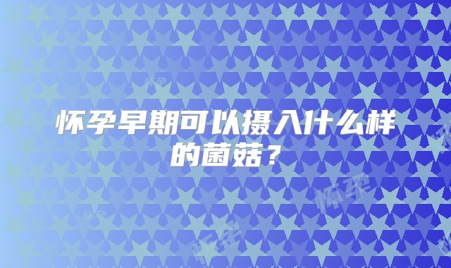 怀孕早期可以摄入什么样的菌菇？