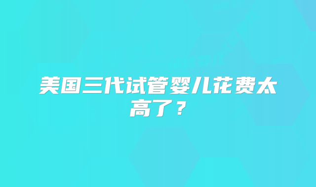 美国三代试管婴儿花费太高了？