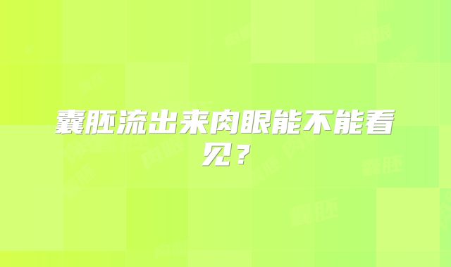 囊胚流出来肉眼能不能看见?