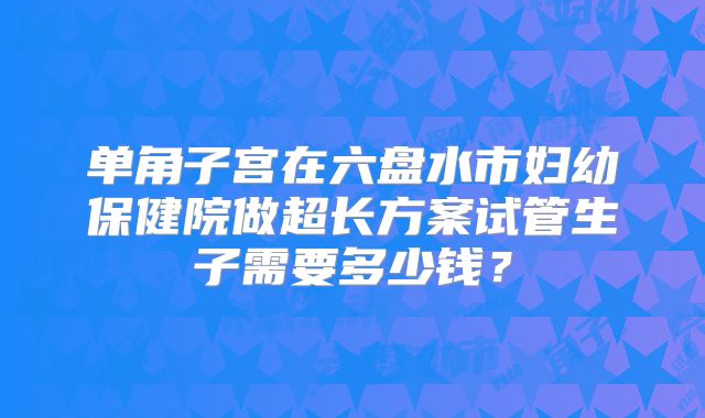 单角子宫在六盘水市妇幼保健院做超长方案试管生子需要多少钱？
