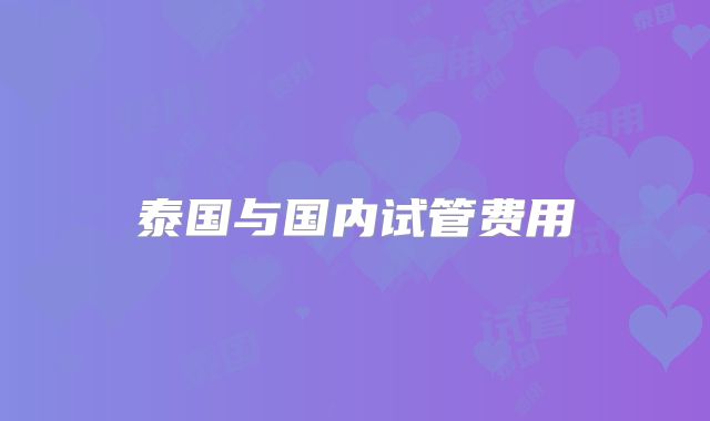 泰国与国内试管费用