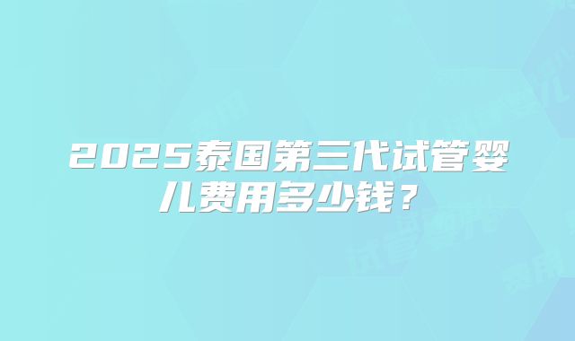 2025泰国第三代试管婴儿费用多少钱?