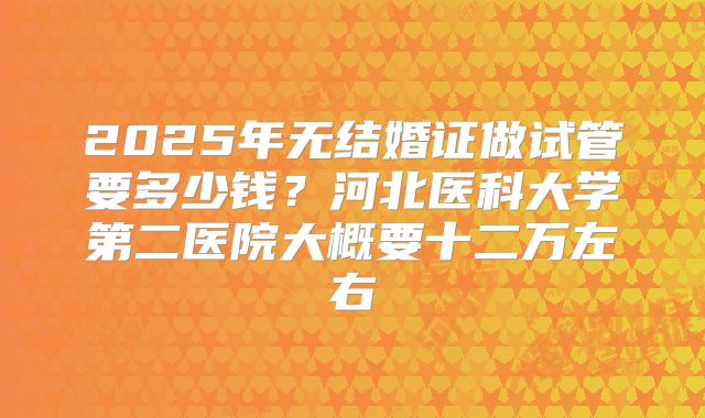2025年无结婚证做试管要多少钱？河北医科大学第二医院大概要十二万左右