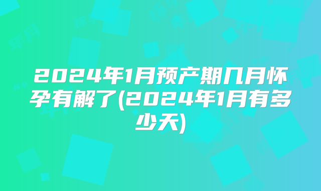 2024年1月预产期几月怀孕有解了(2024年1月有多少天)