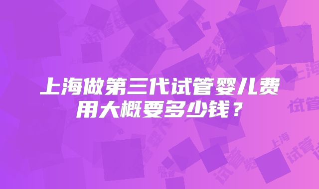 上海做第三代试管婴儿费用大概要多少钱？