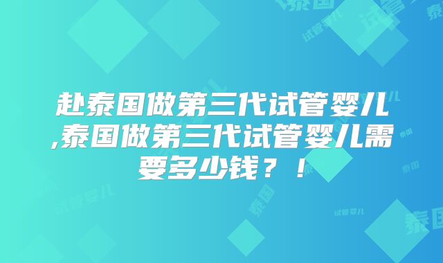 赴泰国做第三代试管婴儿,泰国做第三代试管婴儿需要多少钱?!