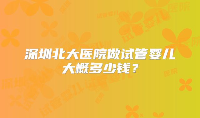 深圳北大医院做试管婴儿大概多少钱?