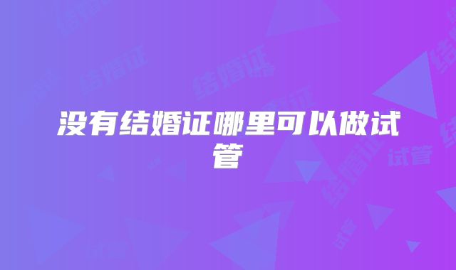 没有结婚证哪里可以做试管